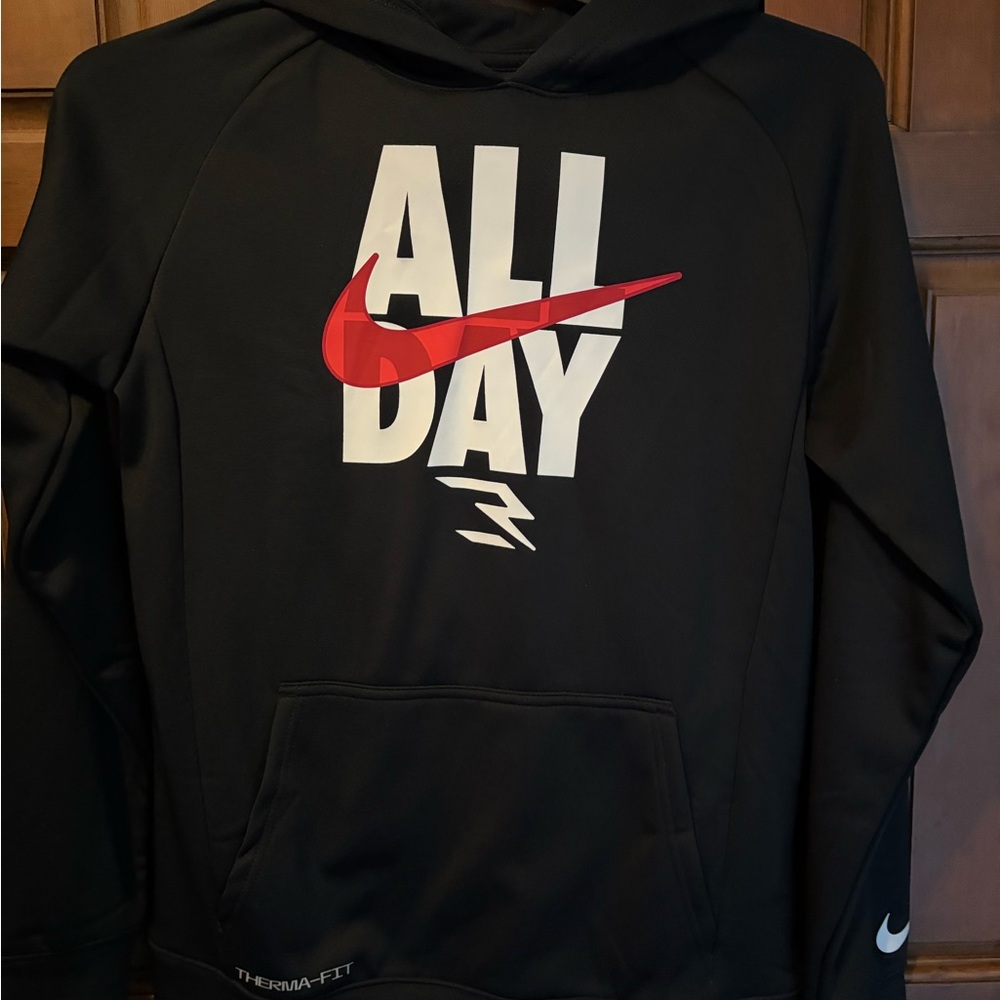 Nike Black Hoodie with Red and White Design NWT